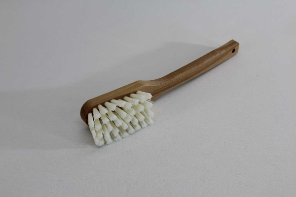 Stielbürste / Nylon hart, weiß, Holzkörper